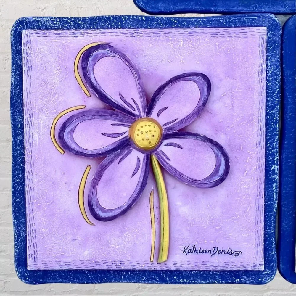 Kathleen Denis Wall Plaques Hanging Art‎ Butterfly Bee Flower 5 1/2